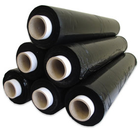 12 Black Stretch Wrap Rolls 400MM x 150M Ideal for Wrapping Bundling Palletizing and Safeguarding Items