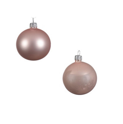 12 Blush Pink Christmas Tree Baubles DIY at B&Q