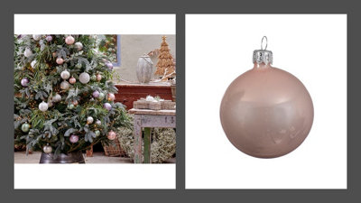 12 Blush Pink Christmas Tree Baubles - 3