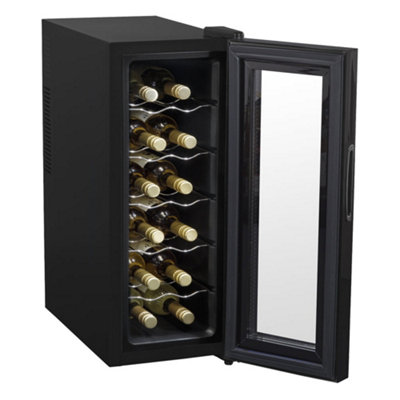 12 Bottle Freestanding Wine Cooler Fridge LED Backlit Metal Shelf BLACK & GLASS - 8