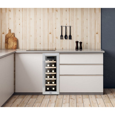 12 Bottle Freestanding Wine Cooler Fridge LED Backlit Metal Shelf STEEL & GLASS - 3