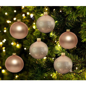 12 Butterscotch Gold Christmas Baubles 6cm Shatterproof Tree Ornaments Shiny Mat