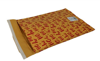12 Christmas Padded Mailing Bags Bubble Envelopes HoHoHo Size H 27x36cm Gift Bag