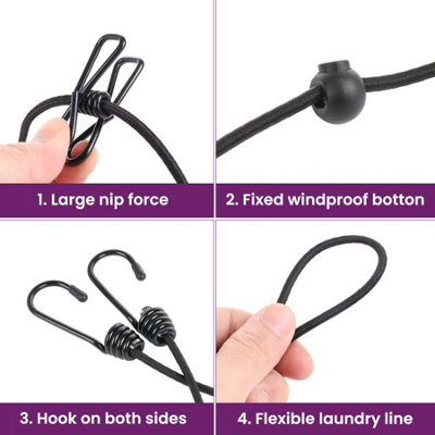 Snapklik.co : 2 Pack Caping Clothesline Portable 12 Clothespins