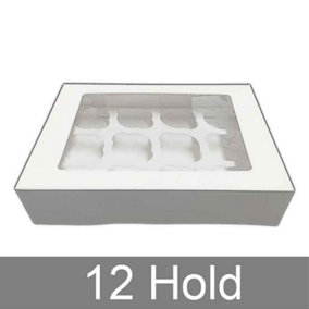 12 Count - 3" Deep White Cupcake Box