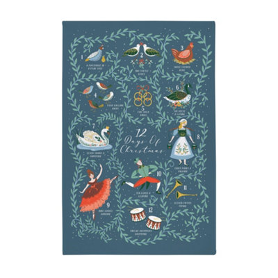 12 Days of Christmas 100% Cotton Christmas Tea Towel