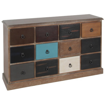 12 Drawer Unit Blue Multicoloured Wood