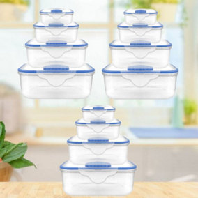 12 Food Storage Containers Clip Top Boxes Airtight Tub 0.7L To 1.8L