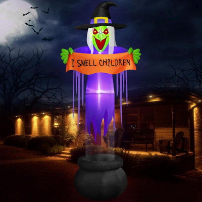 12 FT Giant Halloween Inflatables Outdoor Witch Build-in LED Lights ...
