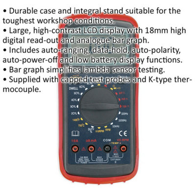 12 Function Digital Automotive Analyzer with LCD Display - Essential Vehicle Service Tool