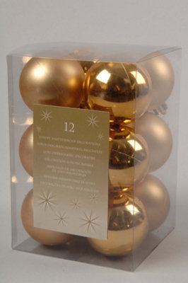 12 Gold Christmas Tree Baubles