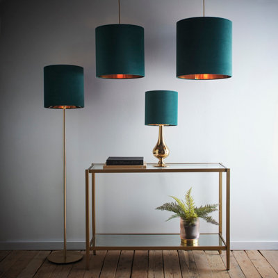 12" Green Velvet Drum Lampshade for Lamps and Ceiling