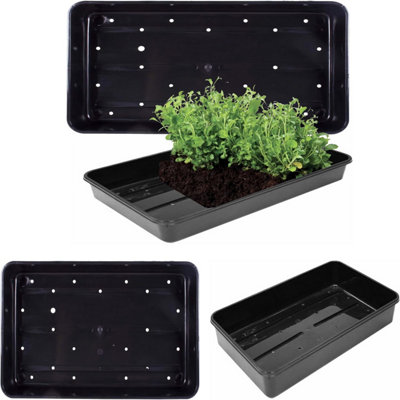 12 Heavy Duty Plastic Seed Trays With Strong Rim For Seedling Greenhouse Germination Trays