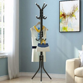12-hook coat rack, metal free-standing black