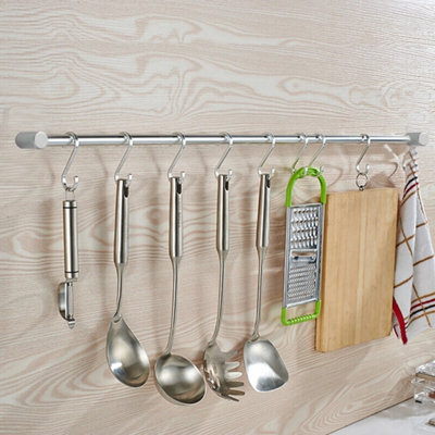 12 Hooks Kitchen Wall Mounted&Cupboard Bathroom Utensil Hanging Rack ...