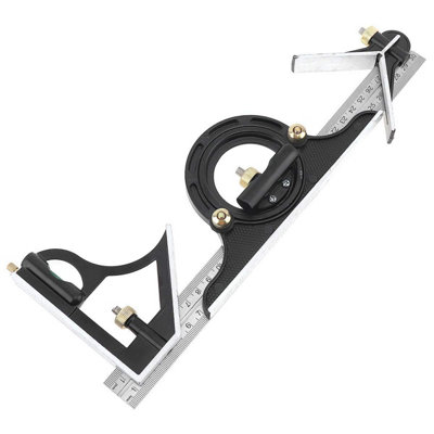 Adjustable Combination Square Set – 0-300mm Stainless Steel Ruler, Protractor, Center Locator, And Depth Gauge