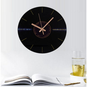 12-Inch Black Round Frameless Retro Vinyl Record Album Silent Glass Wall Clock for Home Decor