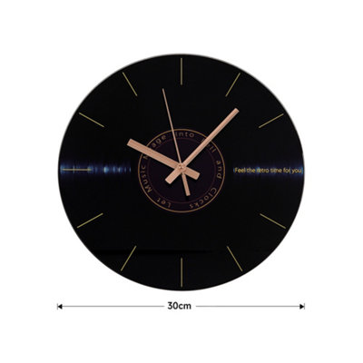 12-Inch Black Round Frameless Retro Vinyl Record Album Silent Glass Wall Clock for Home Decor - 5