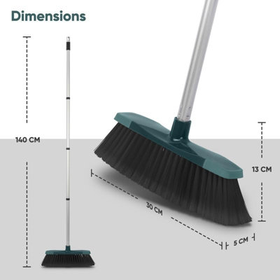12 inch Broom Soft Bristle Cleaning Sweeping Brush Floor Scrubber Indoor Kitchen - 6