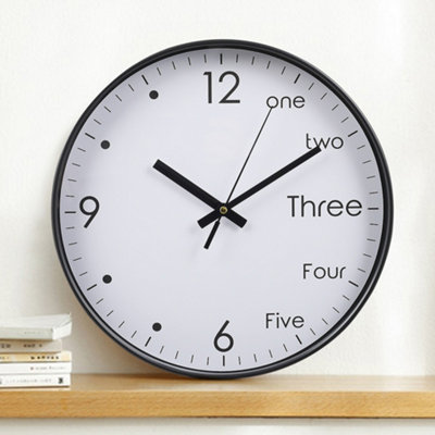 12 Inch Home Silent Plastic Round Wall Clock with Arabic Numerals