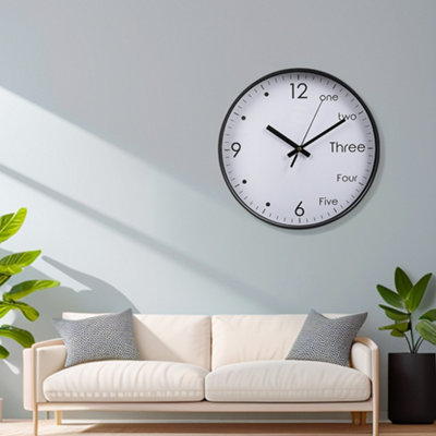 12 Inch Home Silent Plastic Round Wall Clock with Arabic Numerals