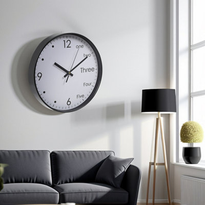 12 Inch Home Silent Plastic Round Wall Clock with Arabic Numerals - 4