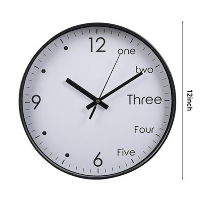 12 Inch Home Silent Plastic Round Wall Clock with Arabic Numerals - 6