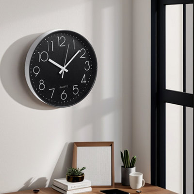 12 Inch Minimalist Wall Clock with Arabic Numerals Black - 3