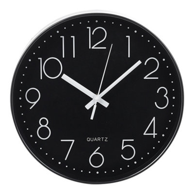 12 Inch Minimalist Wall Clock with Arabic Numerals Black - 4