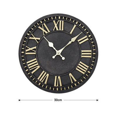 12 Inch Modern Black and Gold Decorative Quartz Roman Numeral Wall Clock - 5