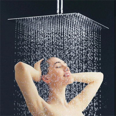 12 Inch Square Chrome Rainfall Shower Head Stainless Steel
