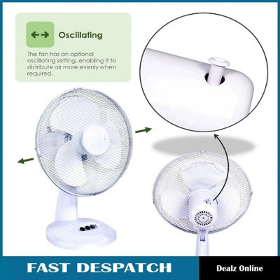 12-Inch Table Fan with 3 Speeds & Oscillation Free-Standing Design