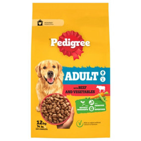 12 kg Pedigree Complete Adult Dry Dog Food Beef and Vegetables Dog Biscuits