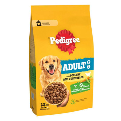 12 kg Pedigree Complete Adult Dry Dog Food Poultry and Vegetables Dog Biscuits