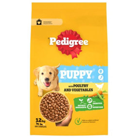 12 kg Pedigree Complete Junior Puppy Dry Dog Food Poultry and Veg Dog Biscuits
