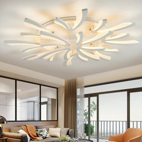 12 Lamp Unique V Shaped Petals Acrylic Shade LED Semi Flush Ceiling Light Fixture Dimmable