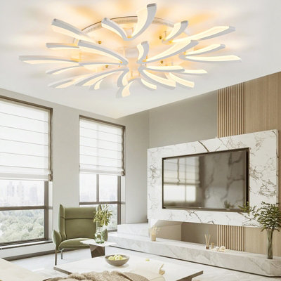 12 Lamp Unique V Shaped Petals Acrylic Shade LED Semi Flush