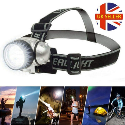 12 LED Head Torch Lamp Ultra Bright 32 Lumens, Waterproof, Adjustable Headband, 4 Light Modes Ideal for Work, Camping & Fishing