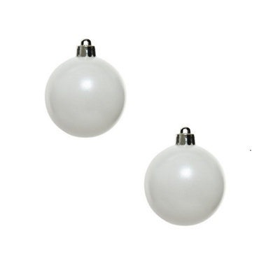 12 Luxury Shatterproof Christmas Baubles Tree Decorations 60mm - Winter White