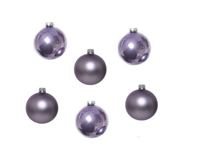 12 Luxury Shatterproof Christmas Baubles Tree Decs 6cm Frosty Lilac - 3