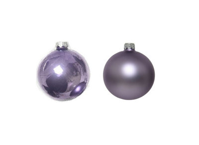 12 Luxury Shatterproof Christmas Baubles Tree Decs 6cm Frosty Lilac - 4