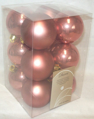 12 Marble Pink Christmas Tree Baubles