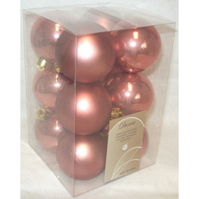 12 Marble Pink Christmas Tree Baubles