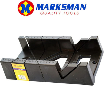 12" Marksman Mitre Block Maxi Angle Cutting Black Miter Saw Box Carpenter Guide Carver Degree Slot Large & Accurate Markings Woodw