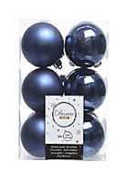12 Midnight Blue Christmas Baubles Shatterproof Luxury Tree Decorations 6cm Blue