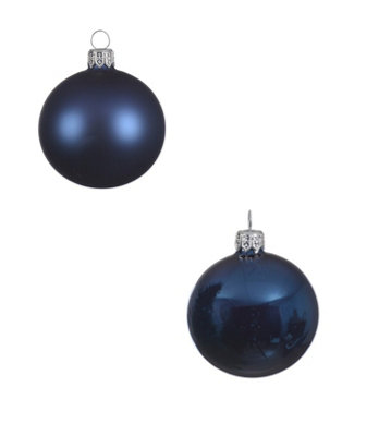 12 Midnight Blue Christmas Baubles Shatterproof Luxury Tree Decorations 6cm Blue