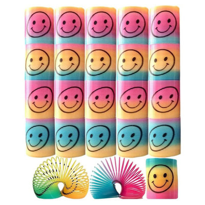 12 Mini Rainbow Smiley Face Springs Slinky Pinata Party Loot Bag ...