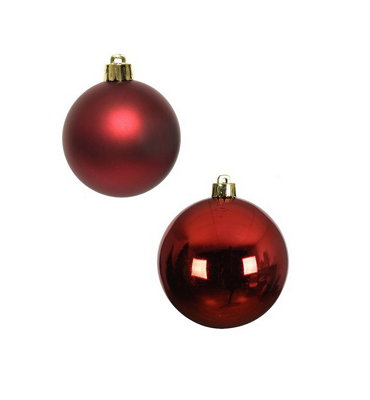 12 Oxblood Red Baubles Shatterproof Christmas Tree Hanging Decorations 6cm - 3