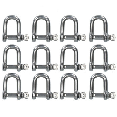 12 Pack 10mm Stainless Steel Dee Shackle Marine Grade 316