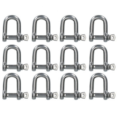 12 Pack 8mm Stainless Steel Dee Shackle Marine Grade 316 DK42 | DIY at B&Q